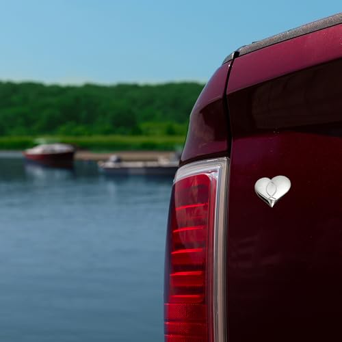 Image of Chrome Metal Christian Jesus Fish and Heart Car /Auto /Truck 3D Emblem Badge Decal - Universal Fit (Silver)