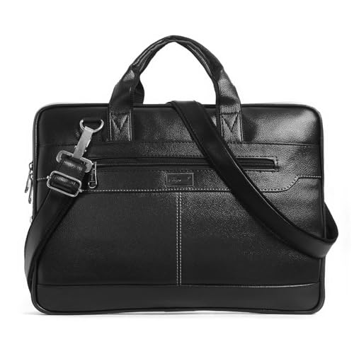 Image of Bagneeds 14 Inch Laptop Office Bag for Men & Women | Premium Synthetic Leather Business Briefcase | Padded Compartment | Adjustable Shoulder Strap