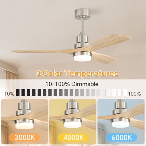 Image of Sofucor Smart Ceiling Fan, 52 inch Low Profile Ceiling Fans with Lights and Remote, Compatible with Alexa /Google /App, 3-Color Light 6-Speed DC Motor Reversible Timer for Bedroom Living Room Patio Outdoor