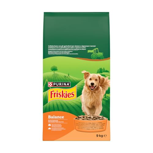PURINA FRISKIES® Balance Crocchette Cane Adulto con Pollo, Manzo e Verdure. 1 Confezione da 9 kg