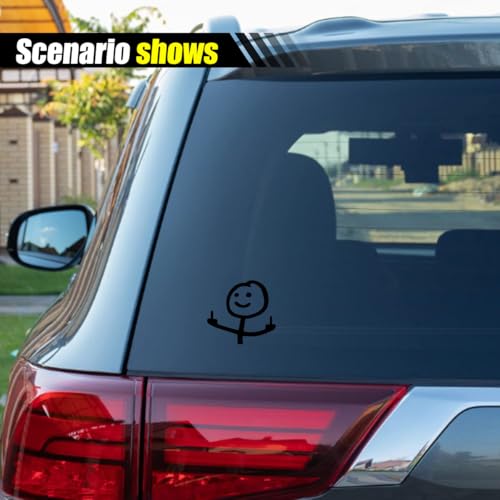 Image of KITUREK 2PCS Car Fuck You Meme Vinyl Sticker Decal, Black, Small | Funny Personalised Cartoon Middle Finger Sticker, Fit for Cars Windows Bumpers Trucks Motorcycles or Any Other Smooth Surface