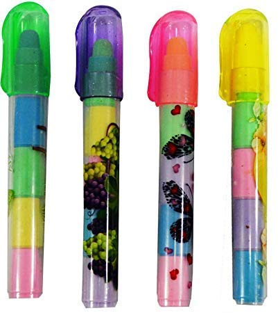 AK Store Stacking Pen Type Non-Toxic Erasers Goody Bag Fillers for Kids, School Birthday Return Gift (Pack of 4)