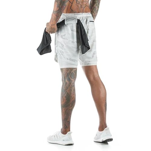 Jueshanzj Shorts de corrida masculinos respiráveis de camada dupla para esportes casual ao ar livre