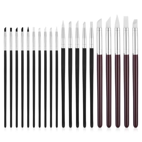 JIEYAO 20 pinceles de silicona, pinceles de goma para pintar por números, juego de silicona, herramienta de modelado, herramienta de arcilla de goma, para modelar, pintura, manualidades, formas de