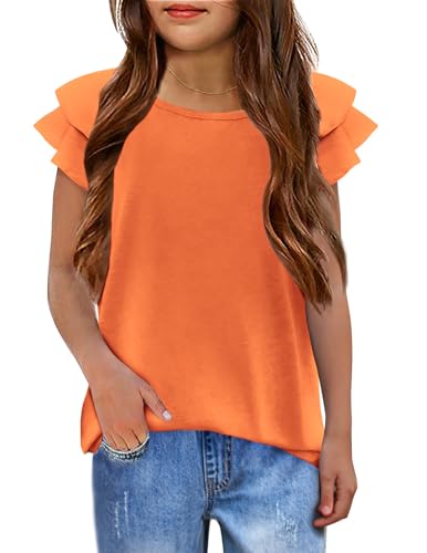 Arshiner Niña Camiseta Manga Ondulada Verano Manga Corta Tops Moda Casual Tshirts para Niñas 11-13 años
