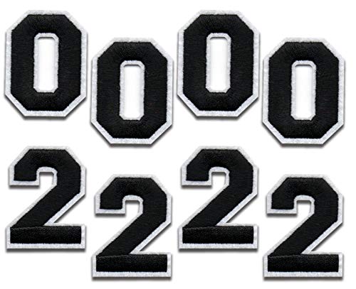 Iron On Patches - Black Number"0"-4pcs. Black Number"2"-4pcs Iron on Patches Number Patches Embroidered Decorative Repair Patches for Clothes (Black, 0-2)