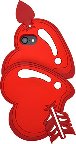 PLATA iPhone6 / iPhone6s / iPhone 7 / iPhone 8 / iPhoneSE ��2���� �P�[�X �n�[�g �|�� �V���R�� �J�o�[ �A�C�t�H�� 6 6s 7 8 �y ���b�h �� ���� red �A�J ����� �z IP7-40