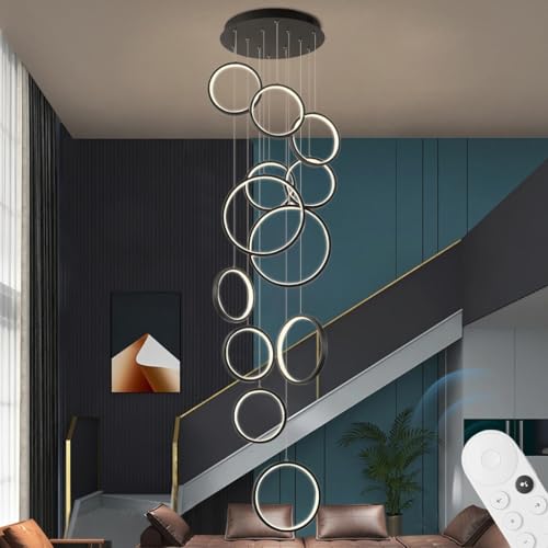 Suspension LED ronde avec luminosité et température réglables 12 têtes