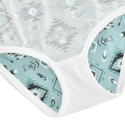 Geometric Tribal Teal Toddler Girls Panties, Girls Briefs, 2T–8 Years4
