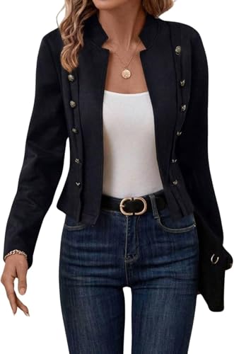 Veste vintage femme à double boutonnage, blazer chic de couleur unie
