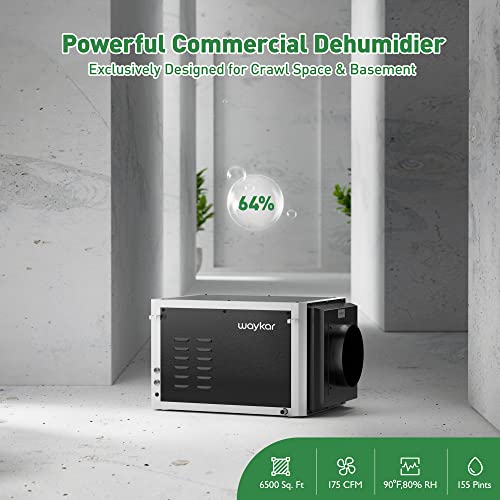 Waykar 155 Pints Commercial Dehumidifier Industrial Dehumidifier For Crawl Spaces With Hose, Basements, Whole Homes. #TOP2