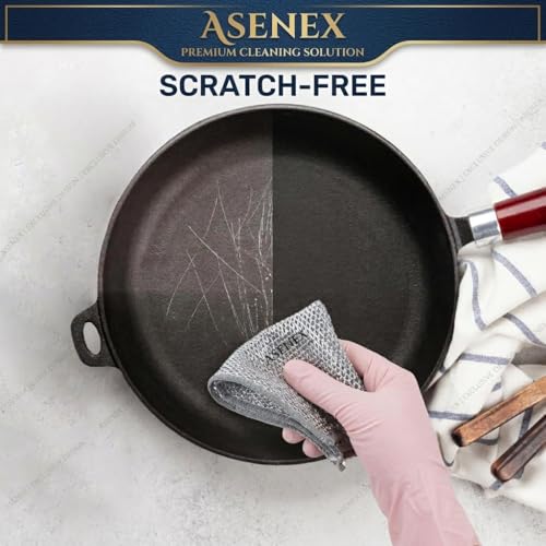 Image of 10 Pack Non-Scratch Wire Dishcloth,Premium Steel Scrubber for Utensils Cleaning, Multipurpose Dish Wash Cloth for Kitchen Cleaning - Dishes, Sink & Counter