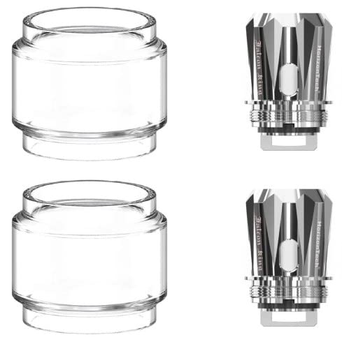 2 Pack of Falcon King Bulb Glass and 2 Falcon M1+ Coil for Horizontech Falcon Tank and Falcon King Tank - Nicotine Free