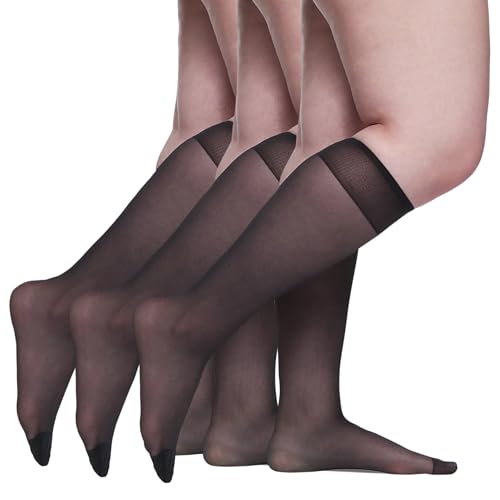 Image of Berkshire 6728 Women's All Day Sheer Knee Highs - Reinforced Toe 20 Denier Nylon Stockings - 3 Pair Pack