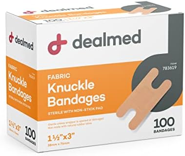 Dealmed Fabric Knuckle Flexible Adhesive Bandages – 100 Count (1 Pack) Bandages with Non-Stick Pad, Latex Free, Wound Care for First Aid Kit, 1 1/2″ x 3″