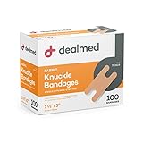 Dealmed Fabric Knuckle Flexible Adhesive Bandages – 100 Count (1 Pack) Bandages with Non-Stick Pad, Latex Free, Wound Care for First Aid Kit, 1 1/2" x 3" Heavy Duty Bandages: These incredibly strong and flexible bandages will assure that no matter wh...