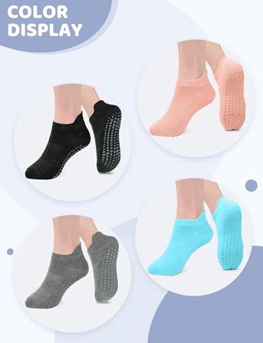 YOGINGO 4 Pairs Yoga Socken Stoppersocken Damen Herren Abs Grip Pilates Rutschfeste Anti Rutsch Warme Mit Noppen Antirutschsocken Kuschelsocken Noppensocken – Bild 8