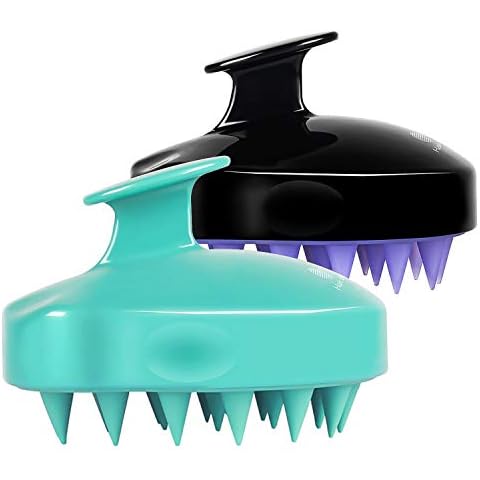 HEETA Hair Scalp Massager Shampoo Brush 2 Pack, Soft Silicone Bristles to Remove Dandruff, Waterproof Hair Scrubber for Both Wet Dry Hair, Suitable for Men & Women (Green & Black) Cover