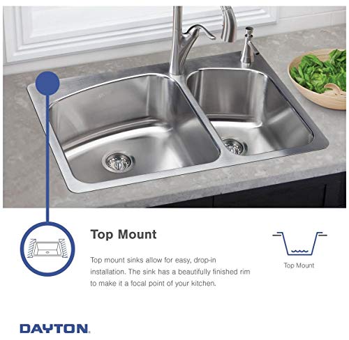 Image of Elkay DSE233194 Dayton Equal Double Bowl Drop-in Stainless Steel Sink,33 x 19