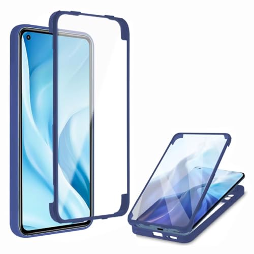 Haygdz Cover per Oppo A53S/A33 2020/A32/A53, 360 Gradi Antiurto Custodia con Protezione dello Schermo Integrata, Trasparente Rugged TPU Bumper Doppia Protettiva Case- Blu