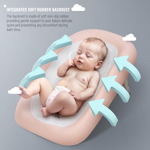Image of Baybee Frozy Bath Tub Seat for Babies | Portable Bather with Anti-Slip Edges & Suction Cup | Hanging Shower Seat | New Born Bathtub for 0 to 12 Months (Pink)