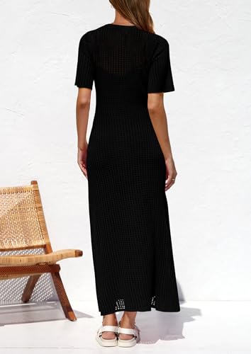 Image of PRETTYGARDEN Womens Eyelet Crochet Maxi 2 Piece Dress Sets