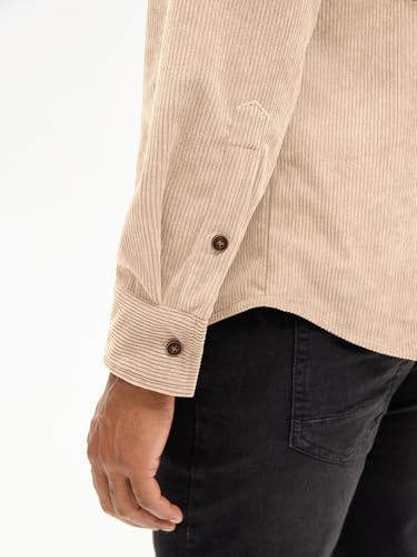 Image of Comdecevis Men's Corduroy Shirt Long Sleeve Shacket