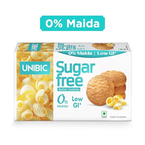Image of Unibic Sugar Free Butter Cookies 202.5g I Low GI No Maida I Sugar-Free Snack I Healthy Cookies (weight may vary) Pack of 2