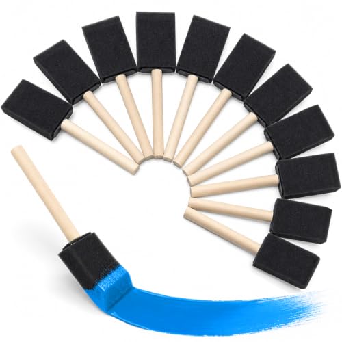 Mister Rui 12 Pack 1.5 Inch Foam Paint Brushes for Crafts and Staining