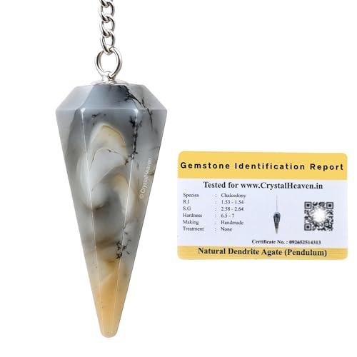 Image of Certified Dendrite Agate Pendulum Dowsing Tool - Natural Crystal Pendulum for Spiritual Guidance - Premium Dowser Pendulum for Accurate Divination and Energy Healing - Perfect for Energy Healing and Chakra Balancing - Handcrafted with Precision and Elegance