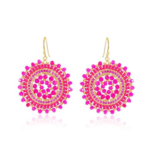 Perlenohrringe für Damen, für Sommer, Perlen-Kristalle, Glasperlen, baumelnd, Bohemia, geeignet für Strand, modische Ohrringe, Glas, Kein Edelstein