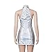 MyheroCos Vanessa Kensington Cosplay Costume Women Vanessa Sexy Strappy Sleeveless Halter Silver Mini Bodycon Dress (Silver, M)