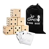 Giant Wooden Set of 6 Yard Dice with Yardkle and Yardzee Scoreboard-Yard Outdoor Games for Adults...