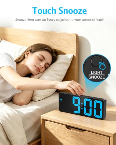 Image of AMIR Digital Alarm Clock, 6.3 inch Large LED Display Bedside Clock | Auto Night Dimming, 12 /24H, Adjustable Snooze, Dual Power Supply, Bedroom Office
