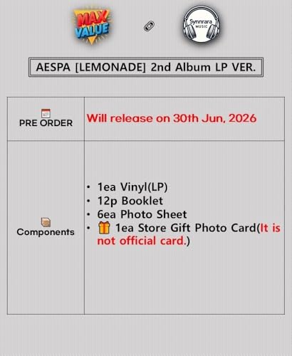 AESPA LEMONADE 2nd Album Ver Booklet+6 Photo Sheet+GIFT OFFICIAL K-POP image 4