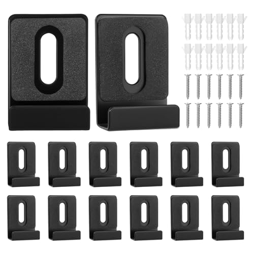 Image of 12 Pcs Metal Mirror Holder Clips for Wall Mounting,Mirror Hanging Kit with Screws Rubber Pads,Mirrors Mount Hardware with Screw Fit,Duty Mirrors Hanging Kit Clips for Frameles Mounting Wall(Black)