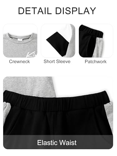 GEMLON Boys Clothes Size 6 5 Color Block T Shirts Cotton Shorts Sets Letter Print Clothing Set Soccer Boys Outfits — view 5