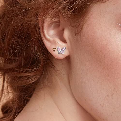 LOUMILEO 8Pairs Silver Stud Earrings for Women S925 Sterling Silver Stud Earrings for Girls Cute Deer Butterfly Heart Silver Studs with Cubic Zirconia Hypoallergenic Small Studs Earrings Set
