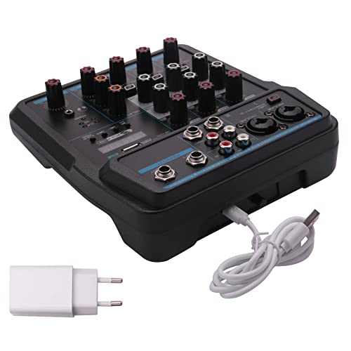 Oikabio Mezclador de audio de 4 canales, interfaz de audio USB, interfaz de controlador de sonido DJ...