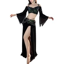 HEARTTOUCH Belly Dance Costume Women's Belly Dance Crop Top Slit Skirt Shorts Dancing Outfits for Carnival Halloween