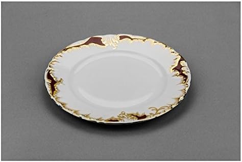 Cmielow PL8-040, 8-Inch 24k Goldplated Plate, Porcelain Dinner Plates with Gold Trim, Dinner Plate Set with Gilding, Set of 6