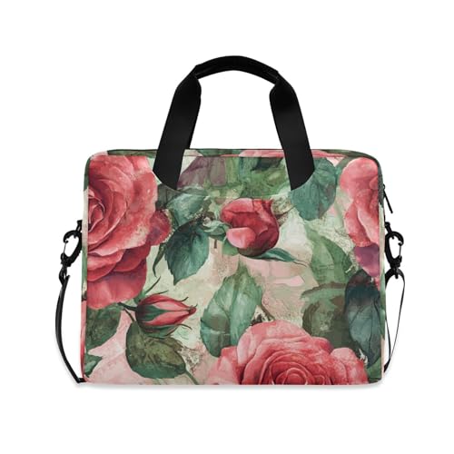 Maletín para portátil con diseño de flores rojas 13 a 15.6 pulg