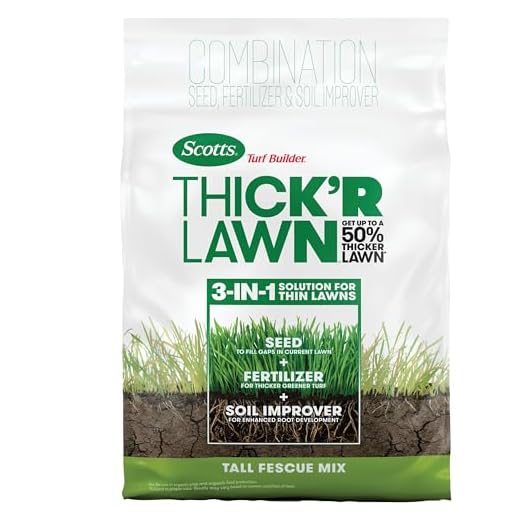 Scotts Turf Builder Thick'R Lawn Tall Fescue Mix - 12 Lb. | Combination Seed, Fertilizer & Soil Improver | Get Up to A 50% Thicker Lawn | Fill Lawn Gaps & Enhance Root Development | 30073