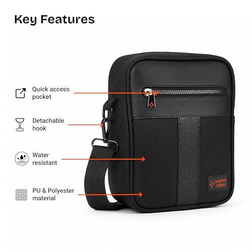 Image of Nasher Miles Premium Sling Bag | Crossbody Bag | PU & Polyester One Shoulder Bag| Multipurpose Travel Bag | Ideal for Daily Use, Office, Travel, Hiking