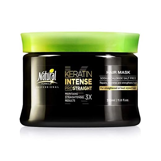 Natural Formula Keratin Intense Repair Hair Mask – Keratin Infused Straightening Mask - Sodium Chloride Free Hair Cream Mask – Deep Conditioning Treatment For Frizz Free Straightened Hair 11.8 fl.oz