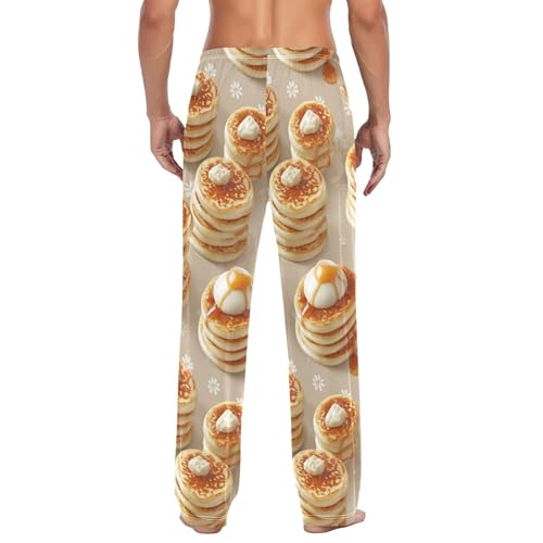 Men's Pajama Bottom Pancake Stacks with Syrup Cotton Pajama Pants Drawstring Sleepwear Long Pants Pockets3