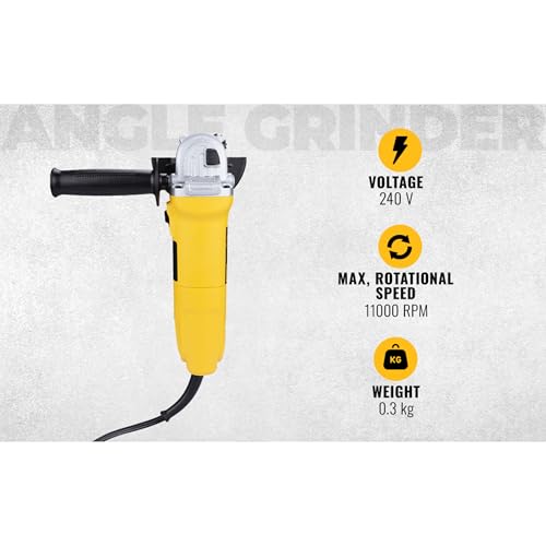 Image of DEWALT DW802-IN, 850W, 4'' (100mm) Heavy Duty Angle Grinder Engineered for Heavy Duty Applications with Spindle Lock and Slide Switch, 2 Year Warranty (Side Handle Included)