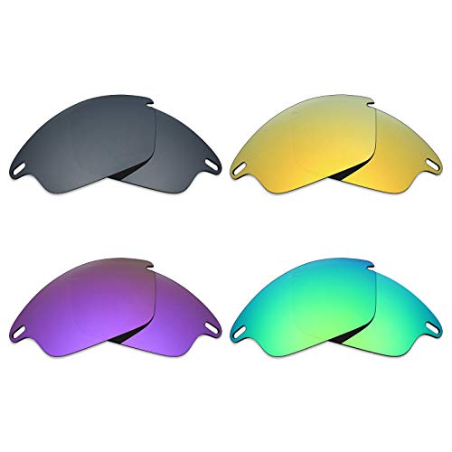 MRY 4 pares polarizadas lentes de repuesto para Oakley Fast Jacket sunglasses-black Iridio/24 K Oro/Plasma, Color Morado/Verde