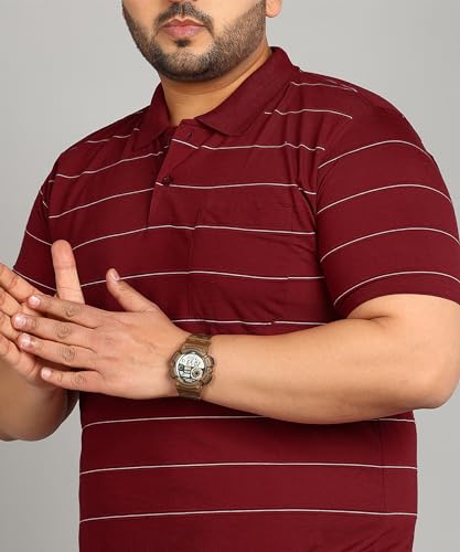 Image of INKKR Half Plus Size Men's Regular Fit Striped Tshirt