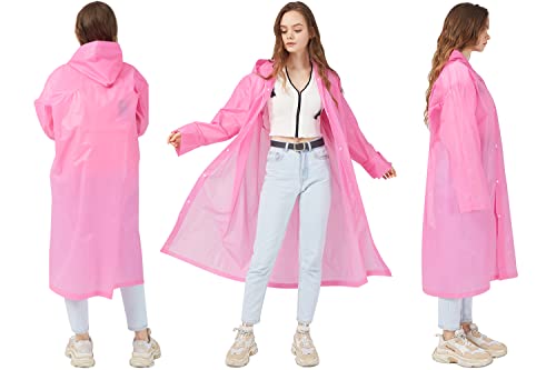 Cosowe Regenponchos Regenjacke Regenmantel für Damen Herren, Regenbekleidung Regencape Wasserdicht für Wandern Radfahren Camping und Reisen (Rosa)